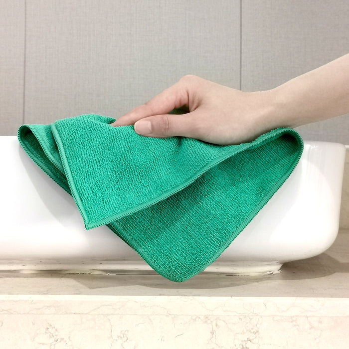 Tricol Clean Professional Commercial Grade Microfiber Cleaning Cloth 300GSM, Green