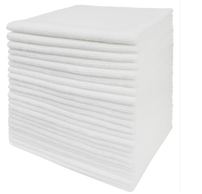 Tricol Clean Professional Commercial Grade Microfiber Cleaning Cloth  300GSM, White