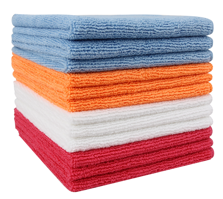 Tricol Clean Professional Microfiber Cleaning Cloth  300GSM Blue, White, Orange, Red 12*12